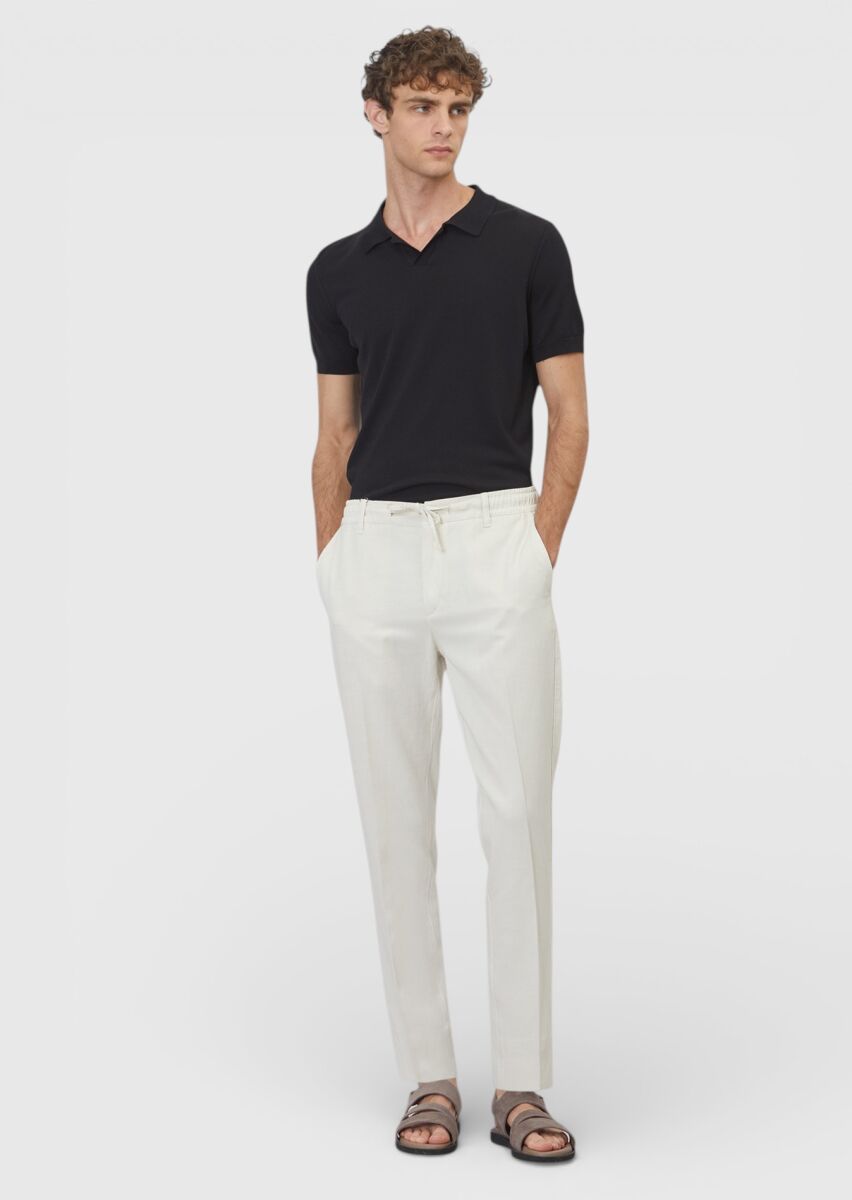 Stone Weaving Jogging Fit Casual Cotton Blended Trousers - 1