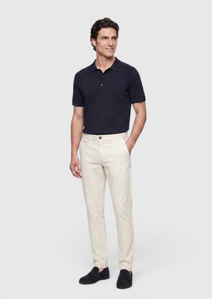 Stone Weaving Regular Fit Casual Cotton Blended Trousers 