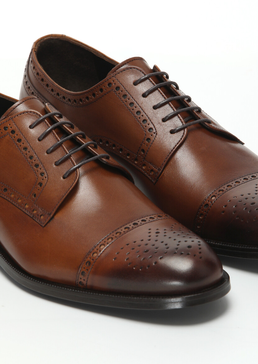 Tan Leather Classical Shoes - 3