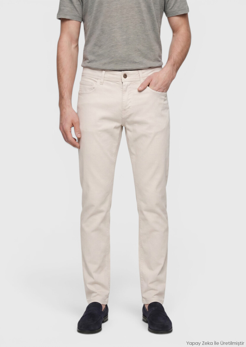 Taş Dokuma Slim Fit Casual Pamuk Karışımlı Pantolon - RAMSEY