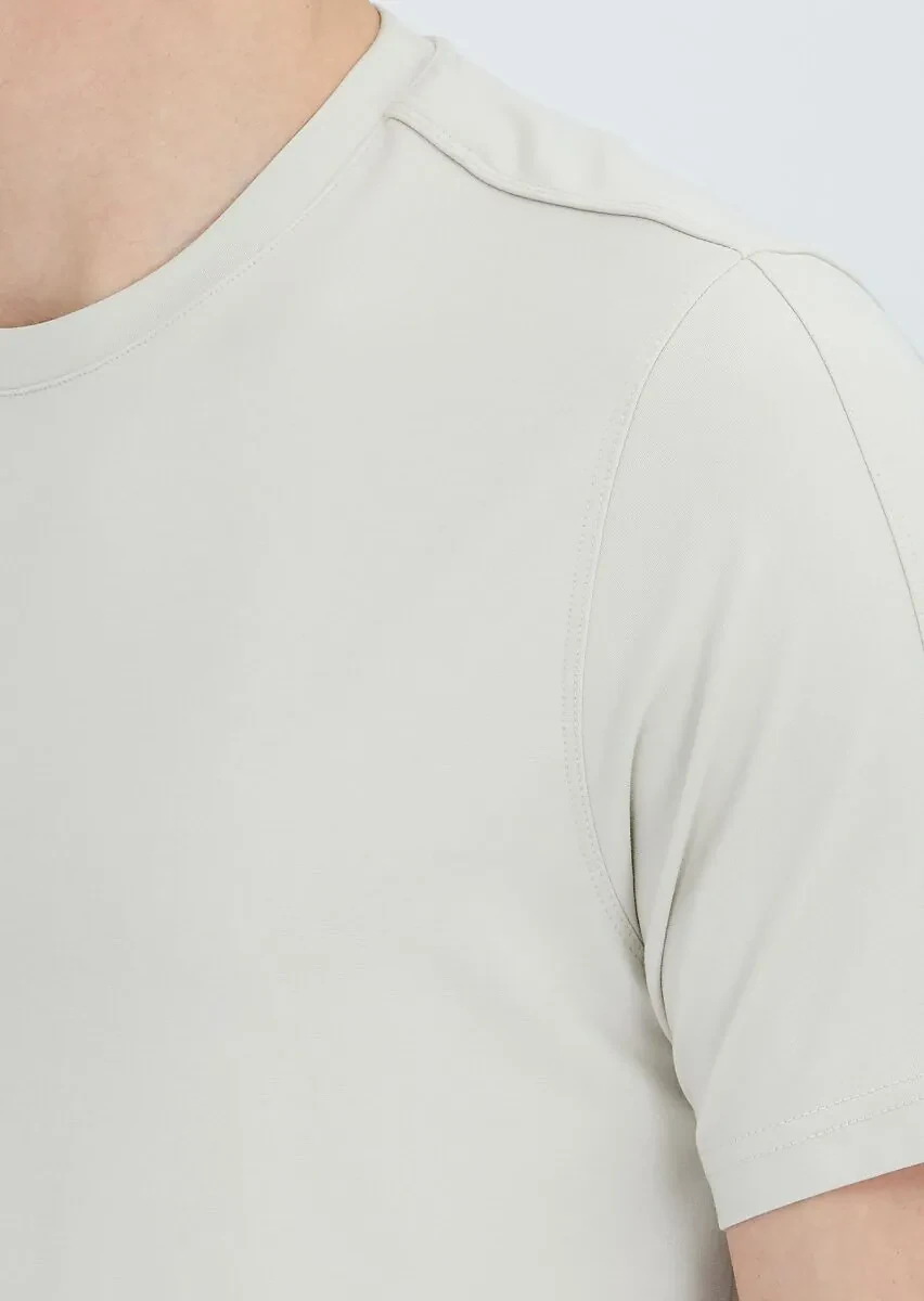 Taş Düz Bisiklet Yaka T-Shirt - 3