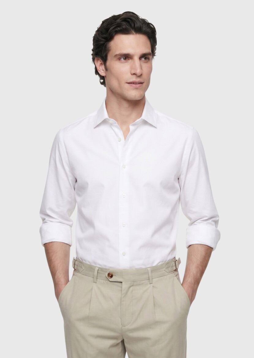 Taş Düz Casual Fit Uzun Dokuma Casual %100 Pamuk Gömlek - 1