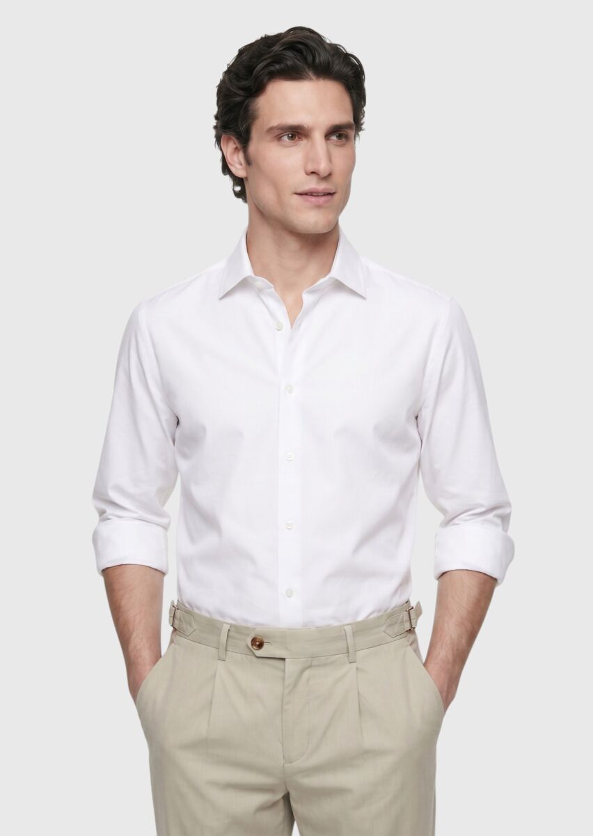 Taş Düz Casual Fit Uzun Dokuma Casual %100 Pamuk Gömlek - 1