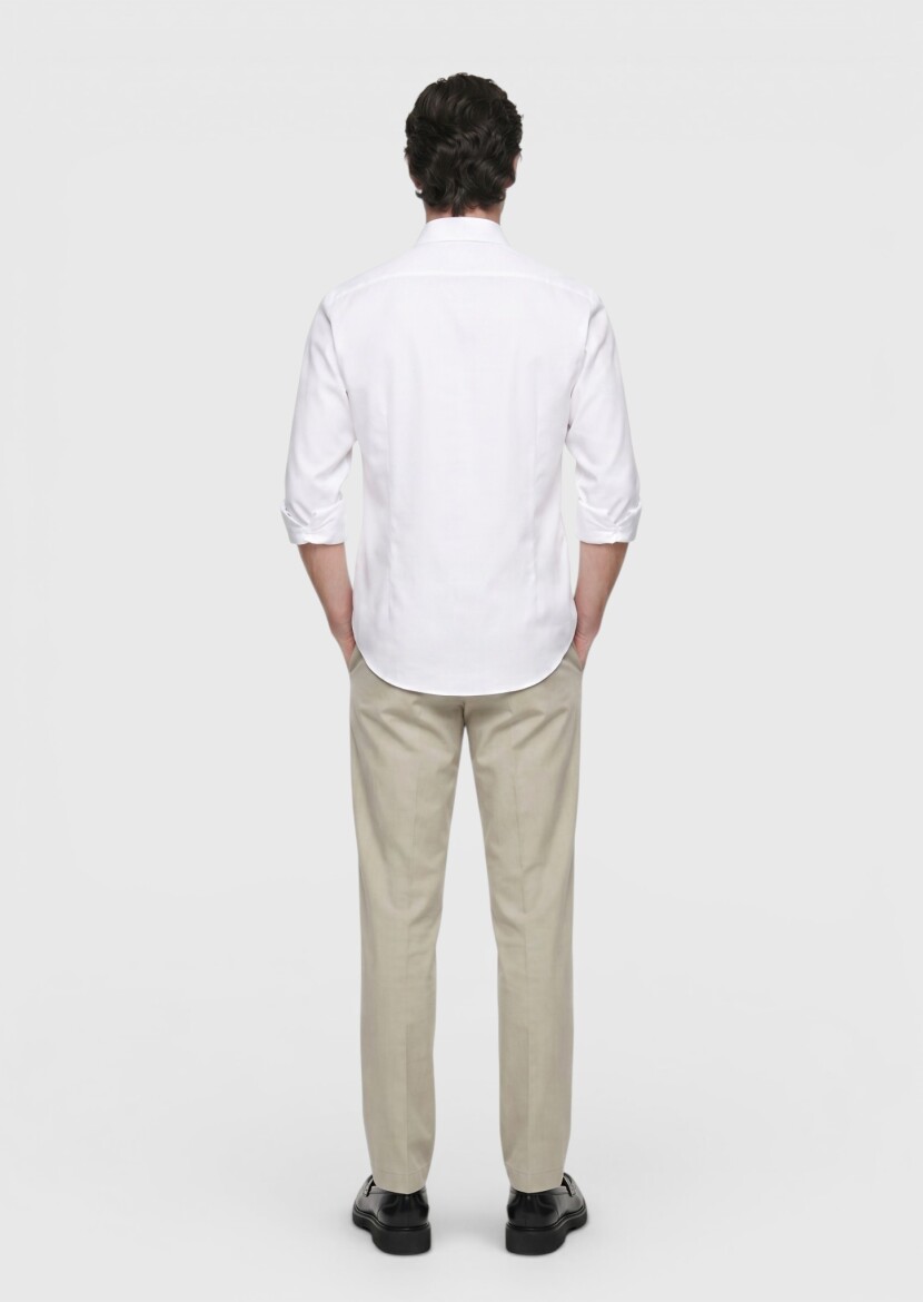 Taş Düz Casual Fit Uzun Dokuma Casual %100 Pamuk Gömlek - 5