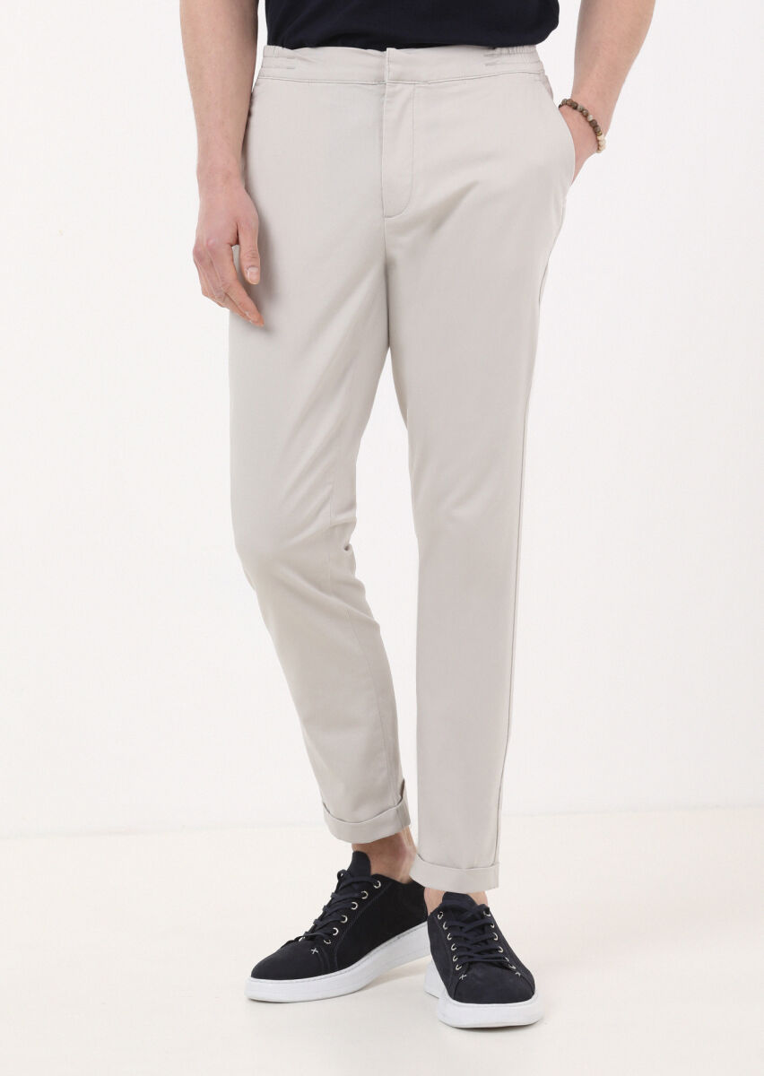 Taş Düz Dokuma Jogging Fit Casual Pamuk Karışımlı Pantolon - 4