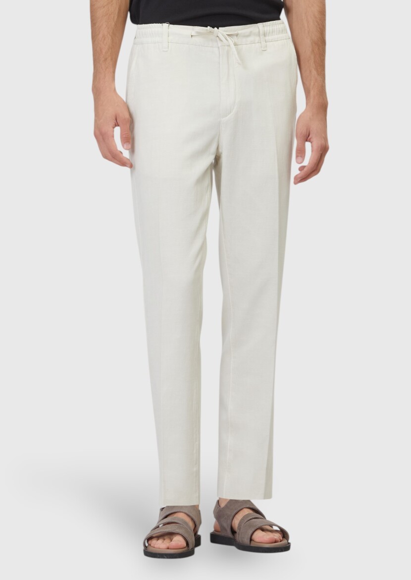 Taş Düz Dokuma Jogging Fit Casual Pamuk Karışımlı Pantolon - 2