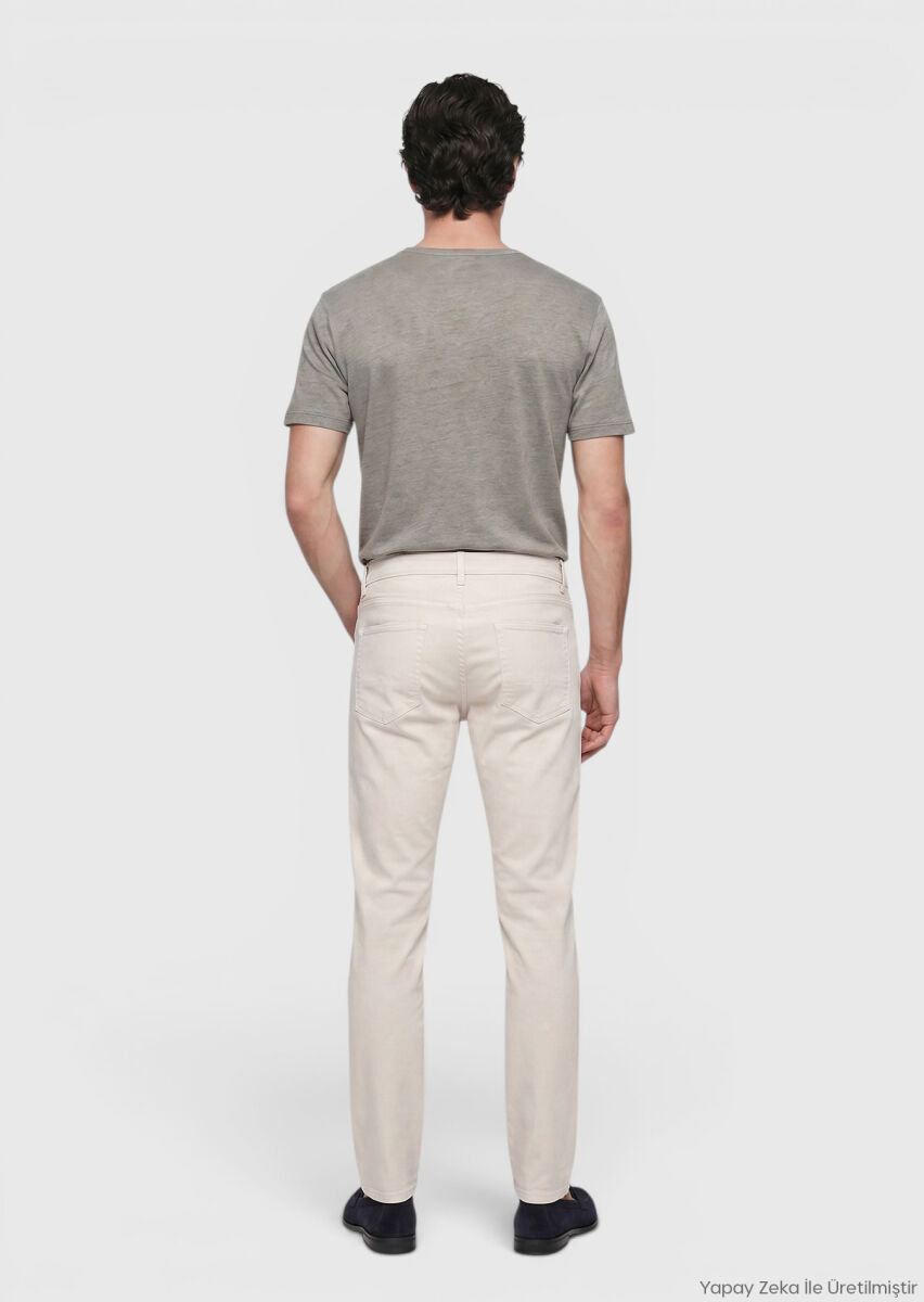RAMSEY Taş Düz Dokuma Slim Fit Casual Pamuk Karışımlı Pantolon görsel 4
