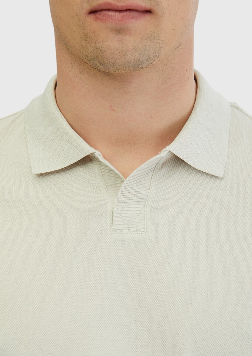 Taş Düz Polo Yaka %100 Pamuk T-Shirt - 5