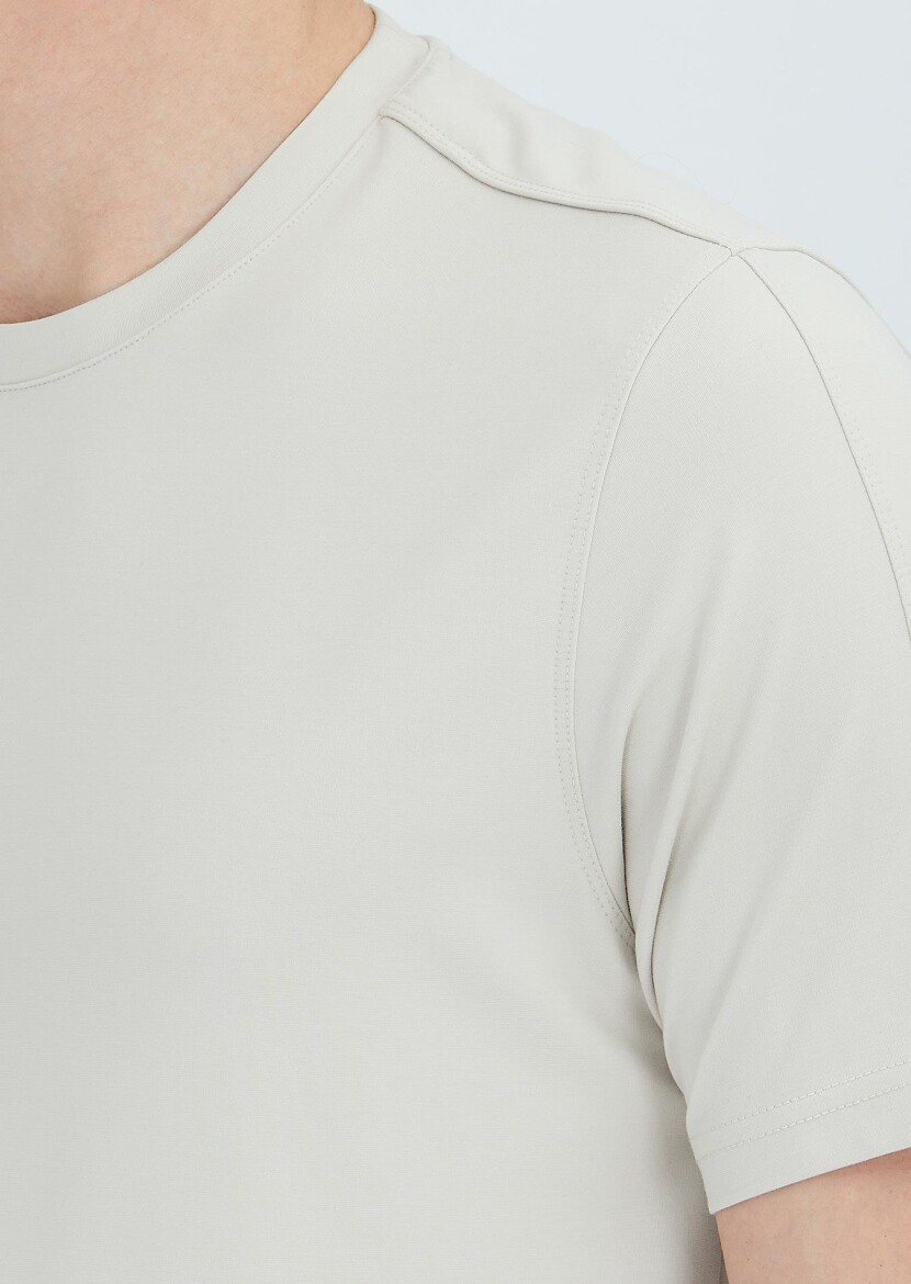 Taş Düz Bisiklet Yaka T-Shirt - 3