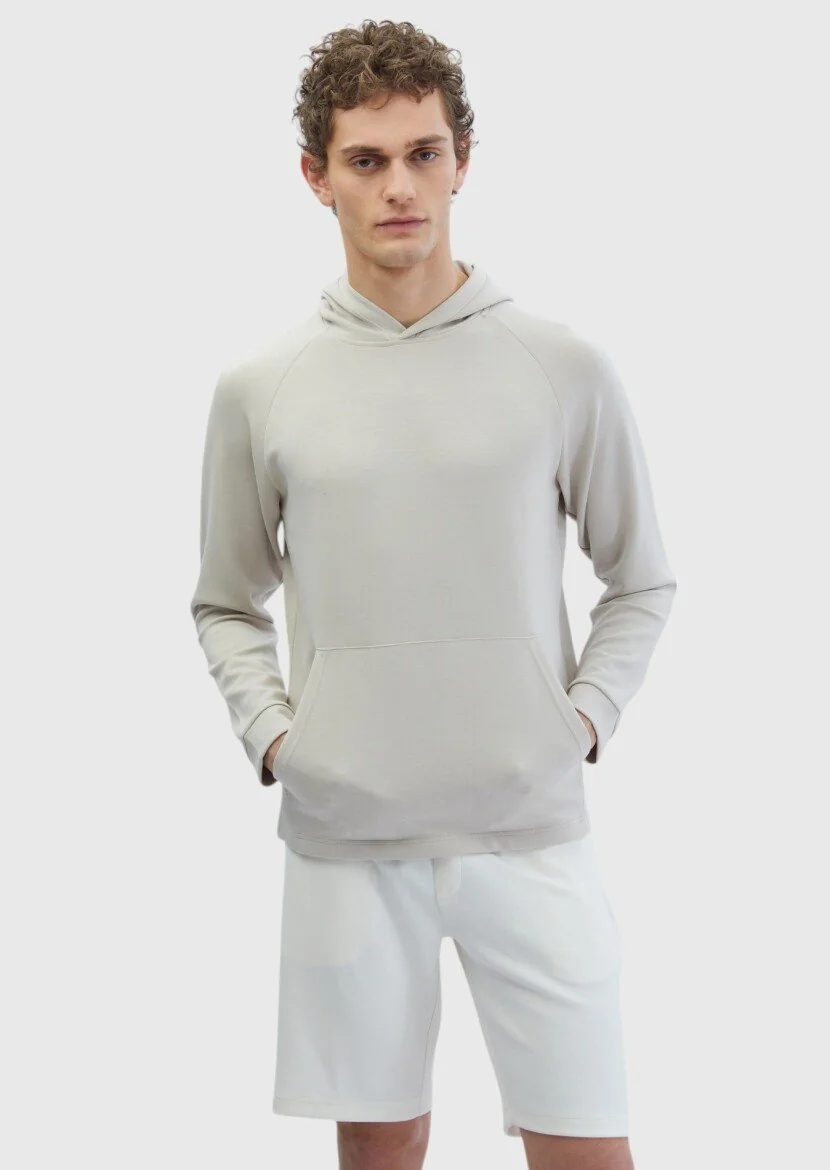 Taş Kapüşonlu Düz Sweatshırt - RAMSEY
