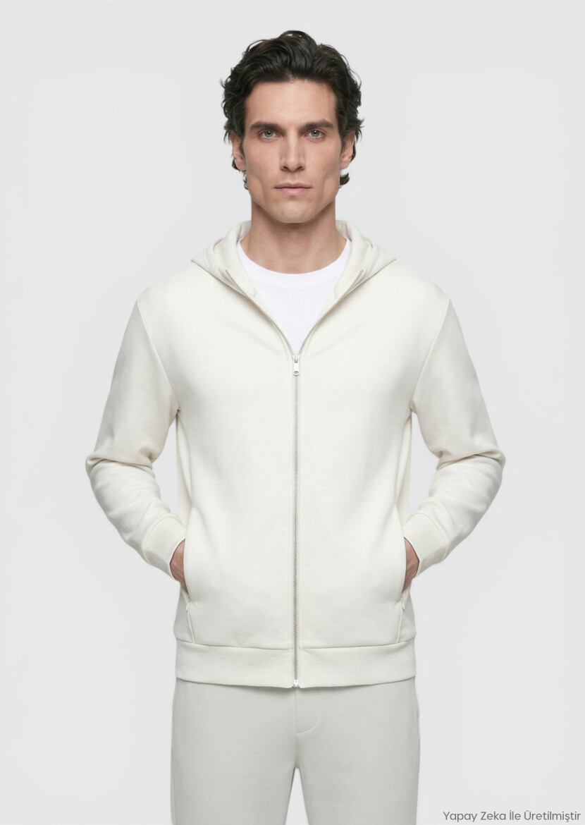 Taş Kapüşonlu Düz Sweatshırt - RAMSEY