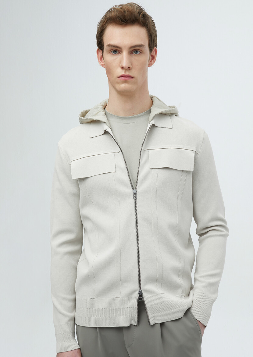 Taş Polo Yaka Düz Örgü Hırka - RAMSEY