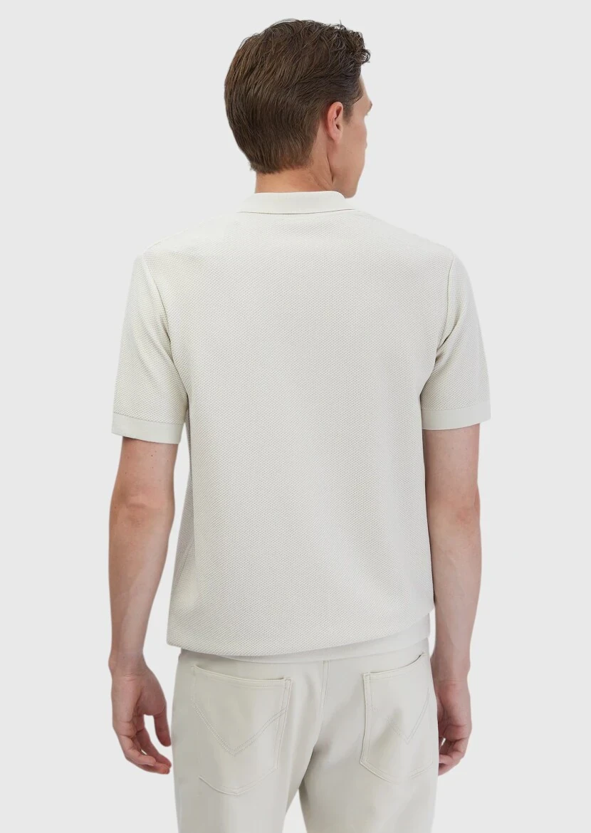Taş Polo Yaka Jakarlı Triko - 6