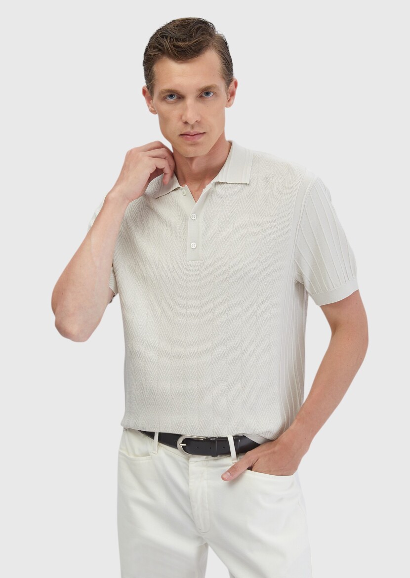 Taş Polo Yaka Jakarlı Triko - RAMSEY