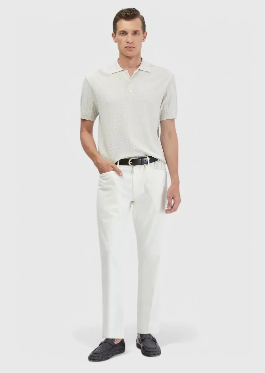 Taş Polo Yaka Jakarlı Triko - 2