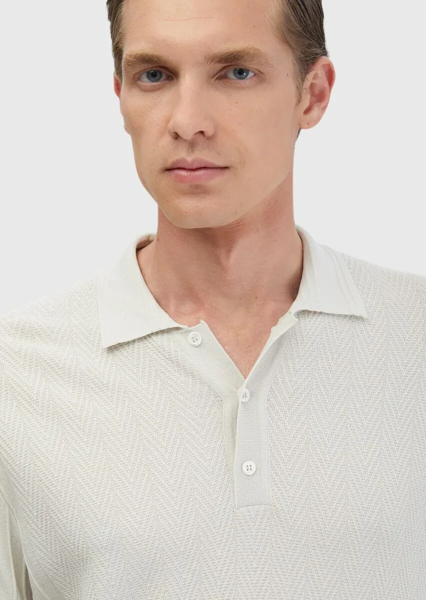Taş Polo Yaka Jakarlı Triko - 3