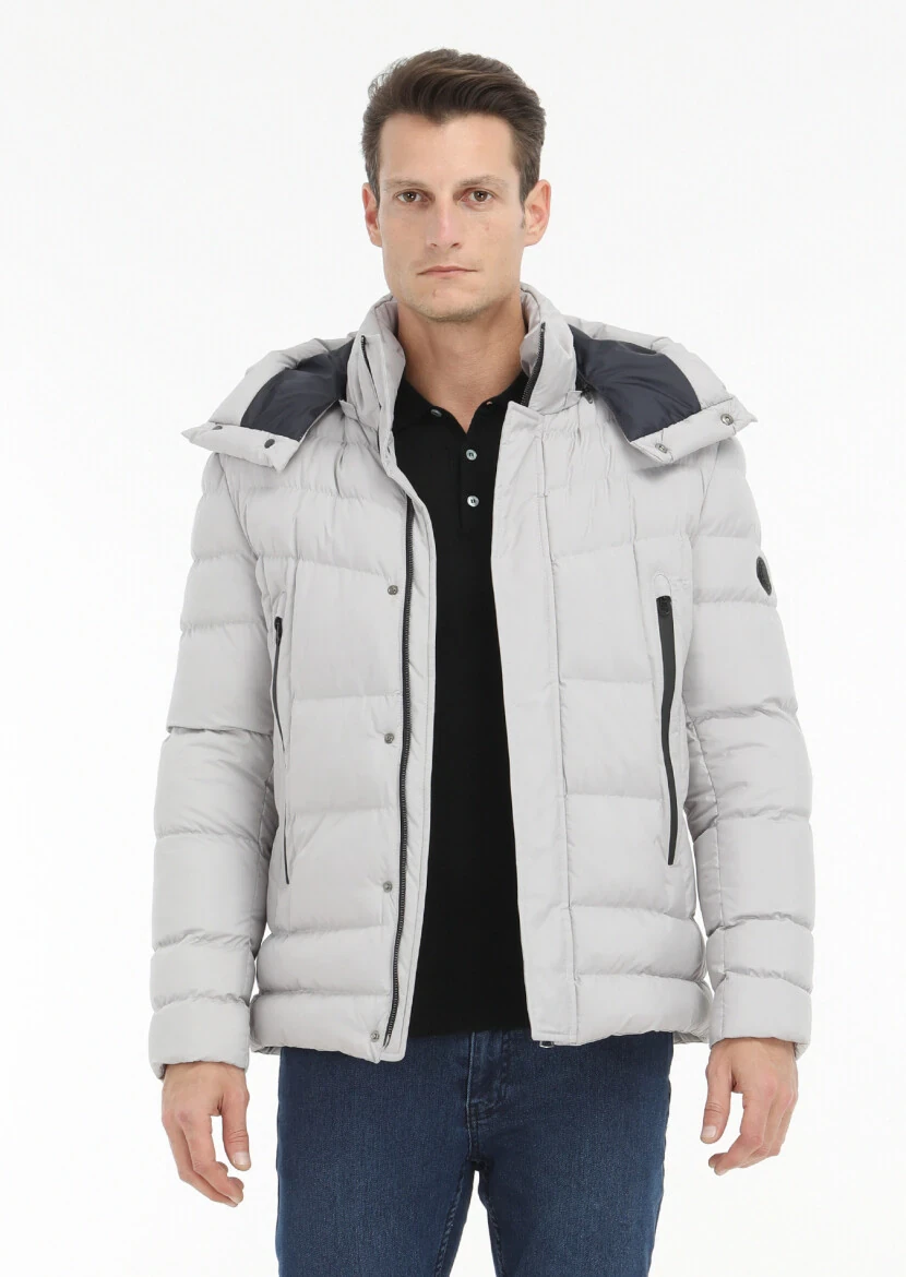 Taş Regular Fit Kapüşonlu Casual Dokuma Mont - 3
