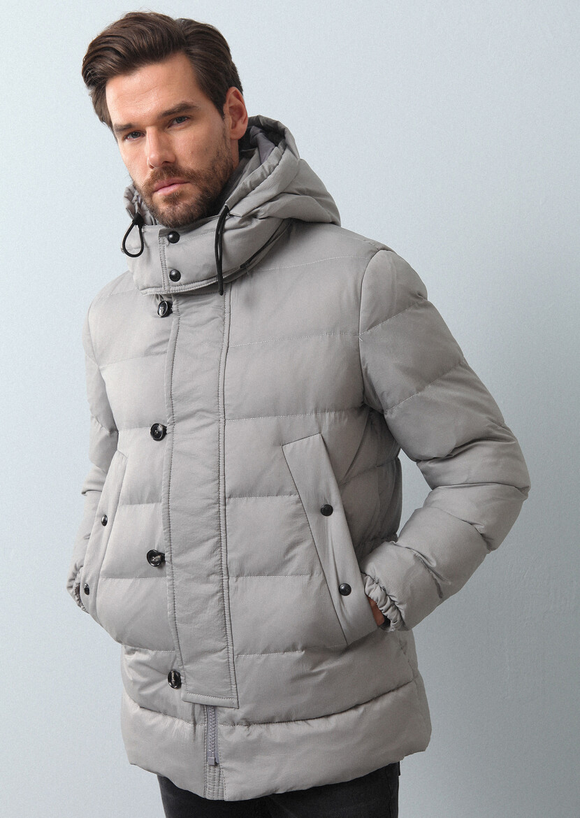 Taş Regular Fit Kelebek Yaka Casual Dokuma Kaban - 1