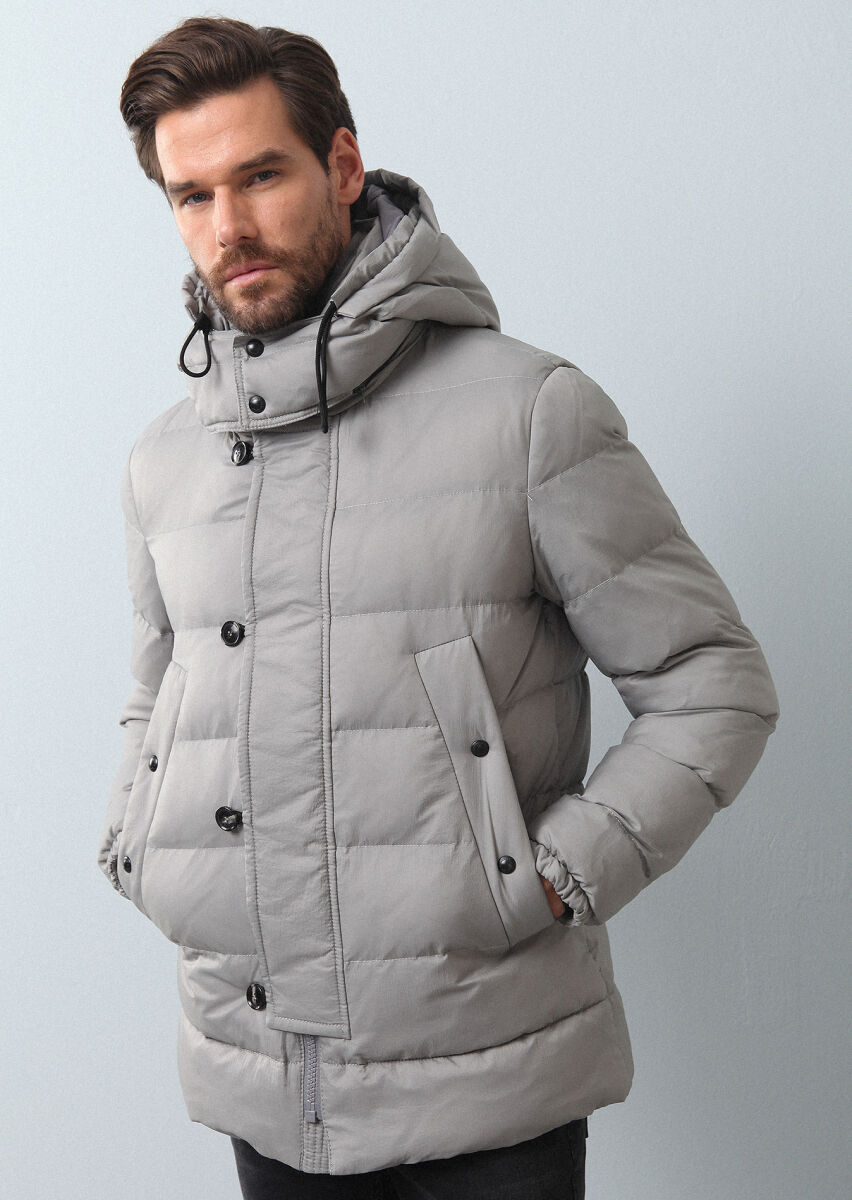 Taş Regular Fit Kelebek Yaka Casual Dokuma Kaban - 1