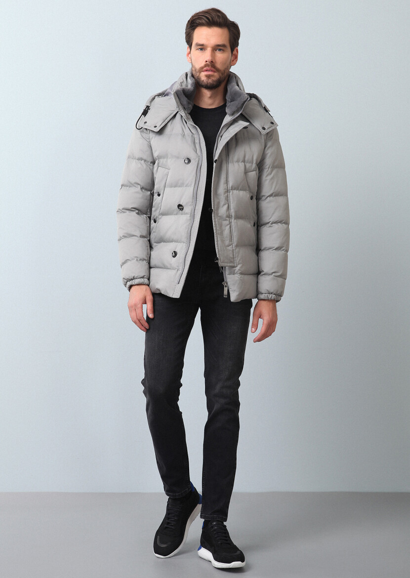 Taş Regular Fit Kelebek Yaka Casual Dokuma Kaban - 3