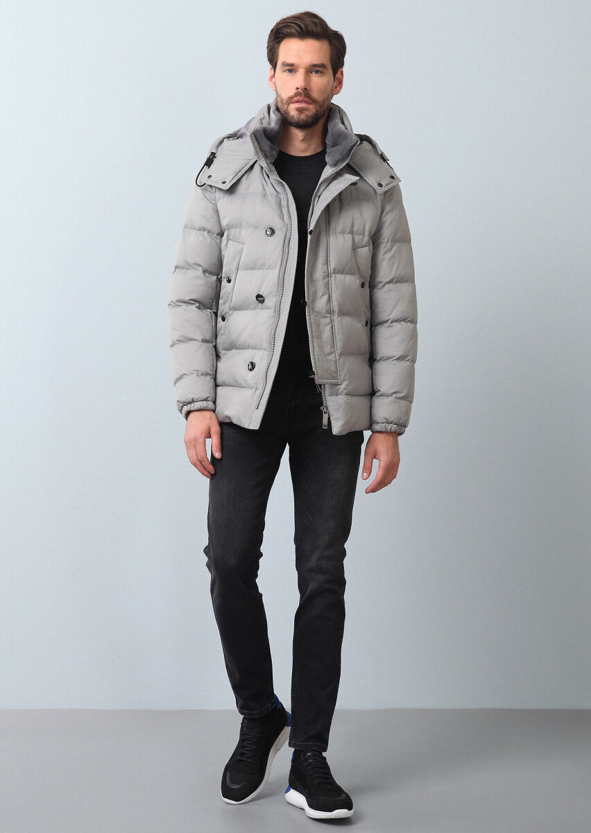 Taş Regular Fit Kelebek Yaka Casual Dokuma Kaban - 3