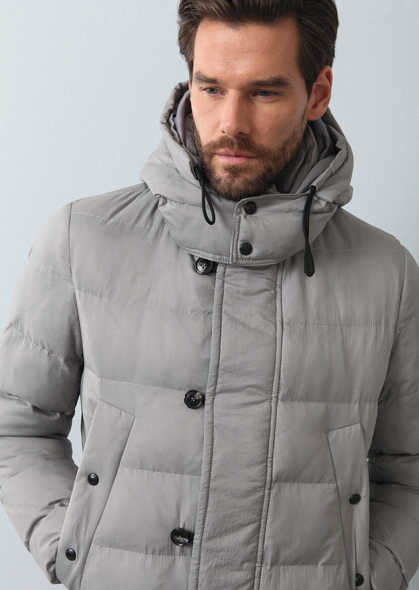 Taş Regular Fit Kelebek Yaka Casual Dokuma Kaban - 4