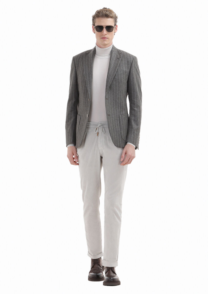 Taş Tam Balıkçı Yaka Düz Örgü İpek Karışımlı Triko Kazak - 3