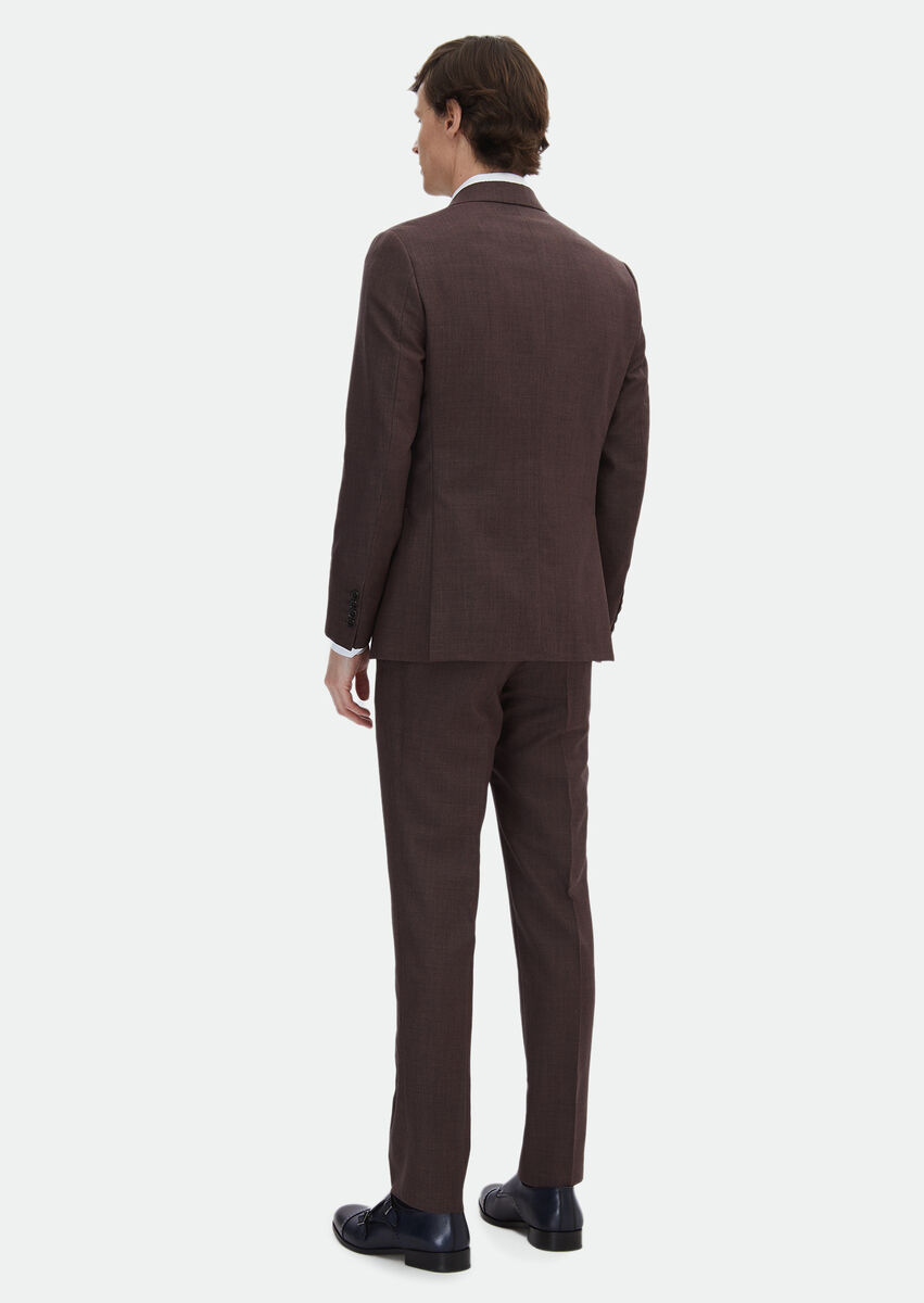 Tile Red Plain Zeroweight Slim Fit Wool Blended Suit - 7