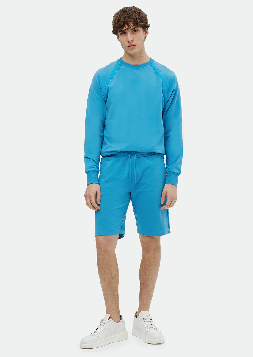 Turquoise Crew Neck Plain Sweatshirt - 2