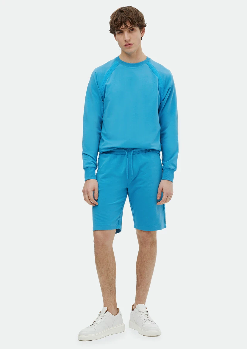 Turquoise Crew Neck Plain Sweatshirt 