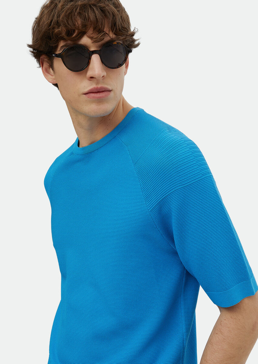 Turquoise Knitwear Sweatshirt - 3