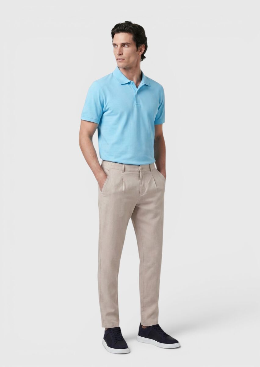 Turquoise Plain 100% Cotton T-Shirt - 3