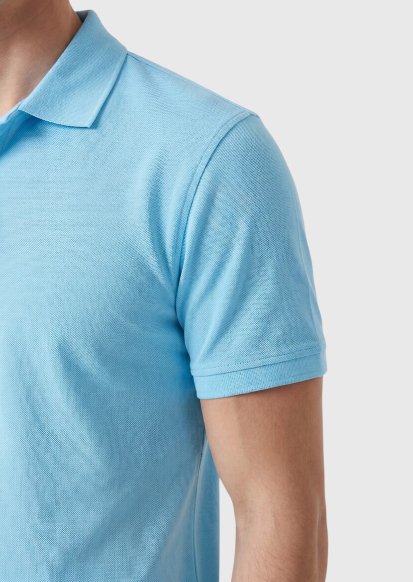 Turquoise Plain 100% Cotton T-Shirt - 4