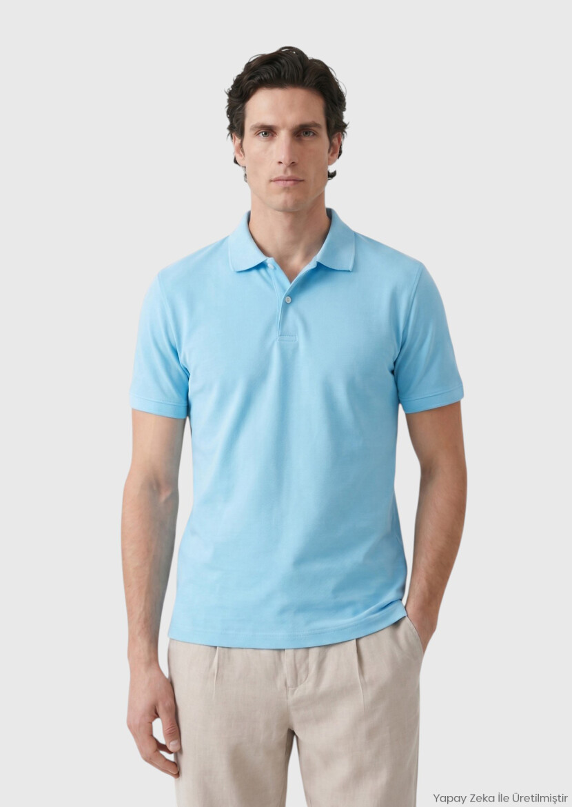 Turquoise Plain 100% Cotton T-Shirt - RAMSEY