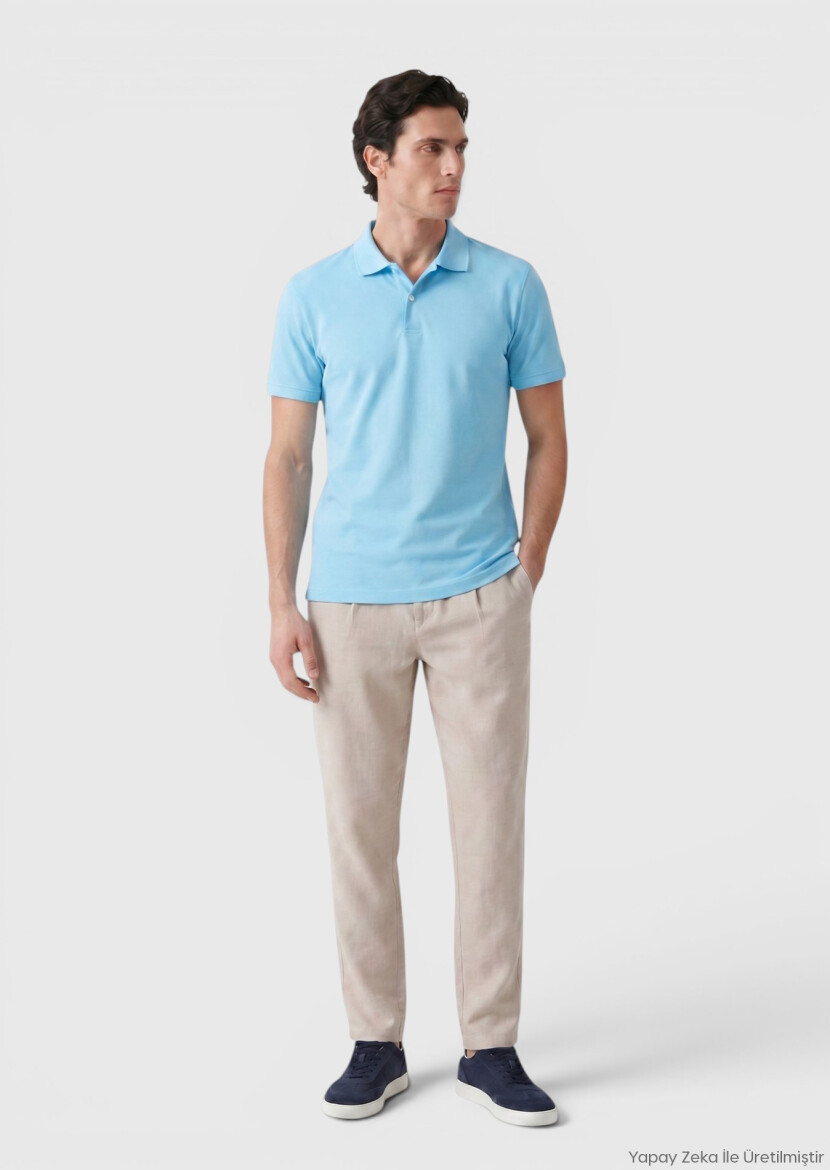 Turquoise Plain 100% Cotton T-Shirt - RAMSEY