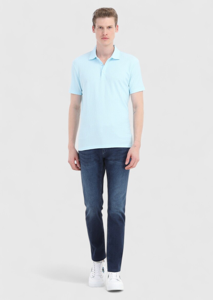 Turquoise Polo Neck T-Shirt - 1