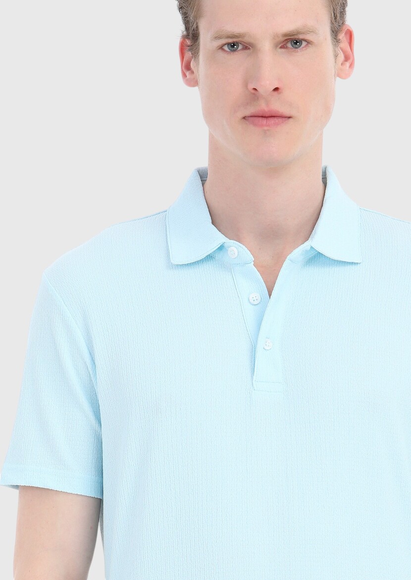 Turquoise Polo Neck T-Shirt - 3