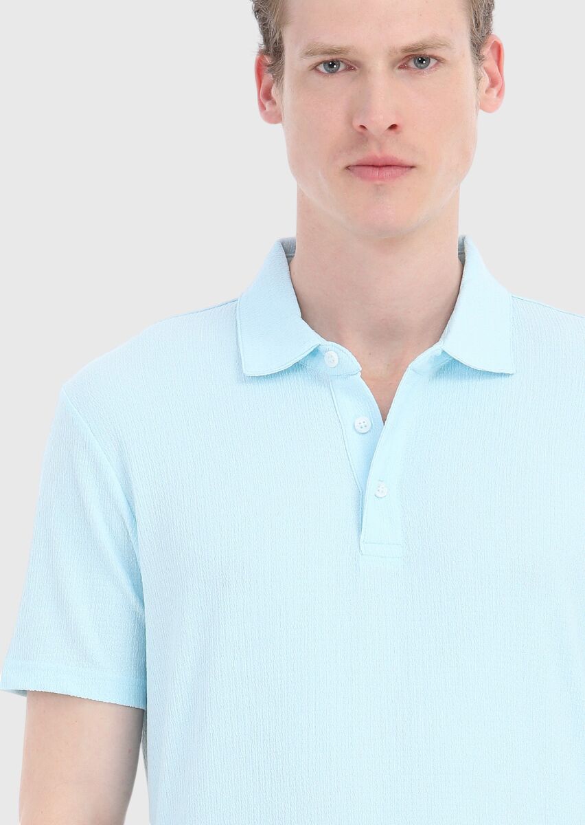 Turquoise Polo Neck T-Shirt - 3