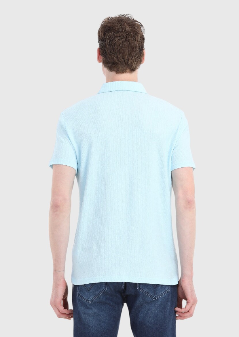 Turquoise Polo Neck T-Shirt - 4