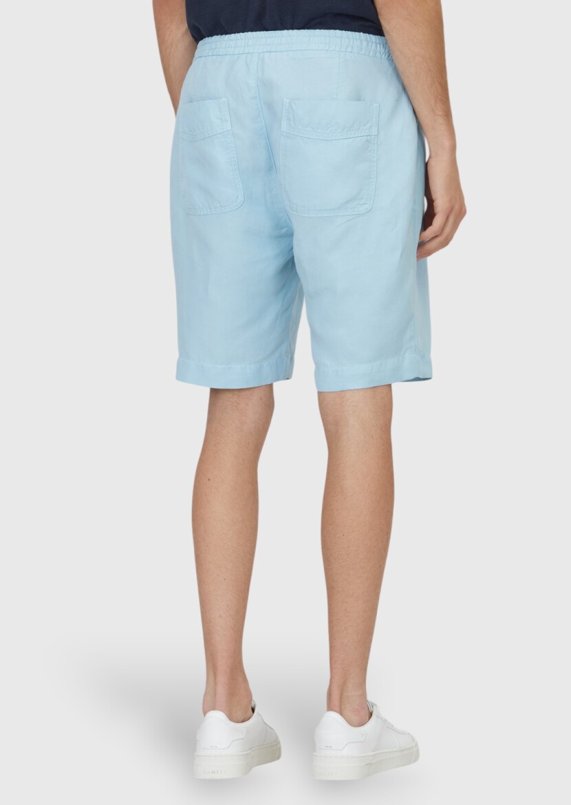 Turquoise Weaving Jogging Fit Casual Linen Blended Bermuda - 4