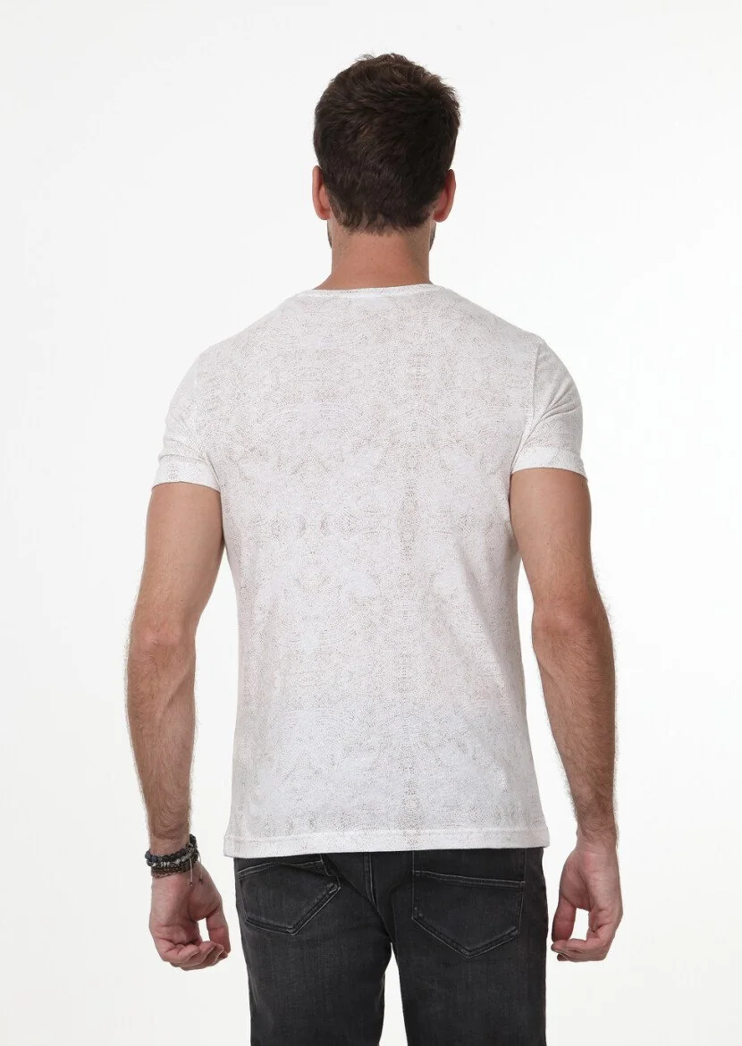 Turuncu Baskılı Pamuk Karışımlı T-Shirt - 4
