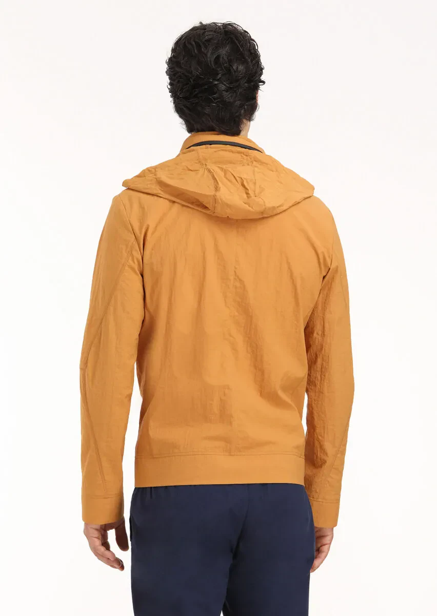 Turuncu Regular Fit Dik Yaka Casual Dokuma Mont - 7