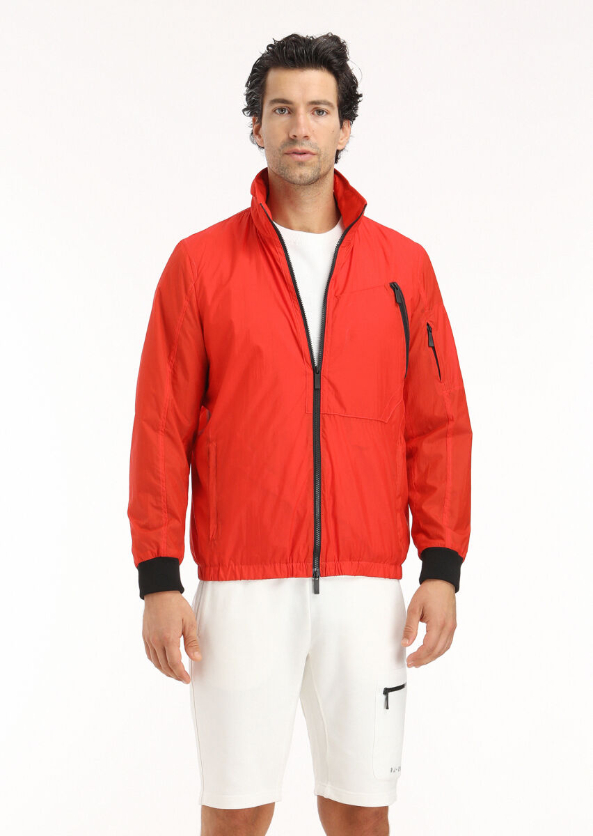 Turuncu Regular Fit Dik Yaka Denim Dokuma Mont - 2