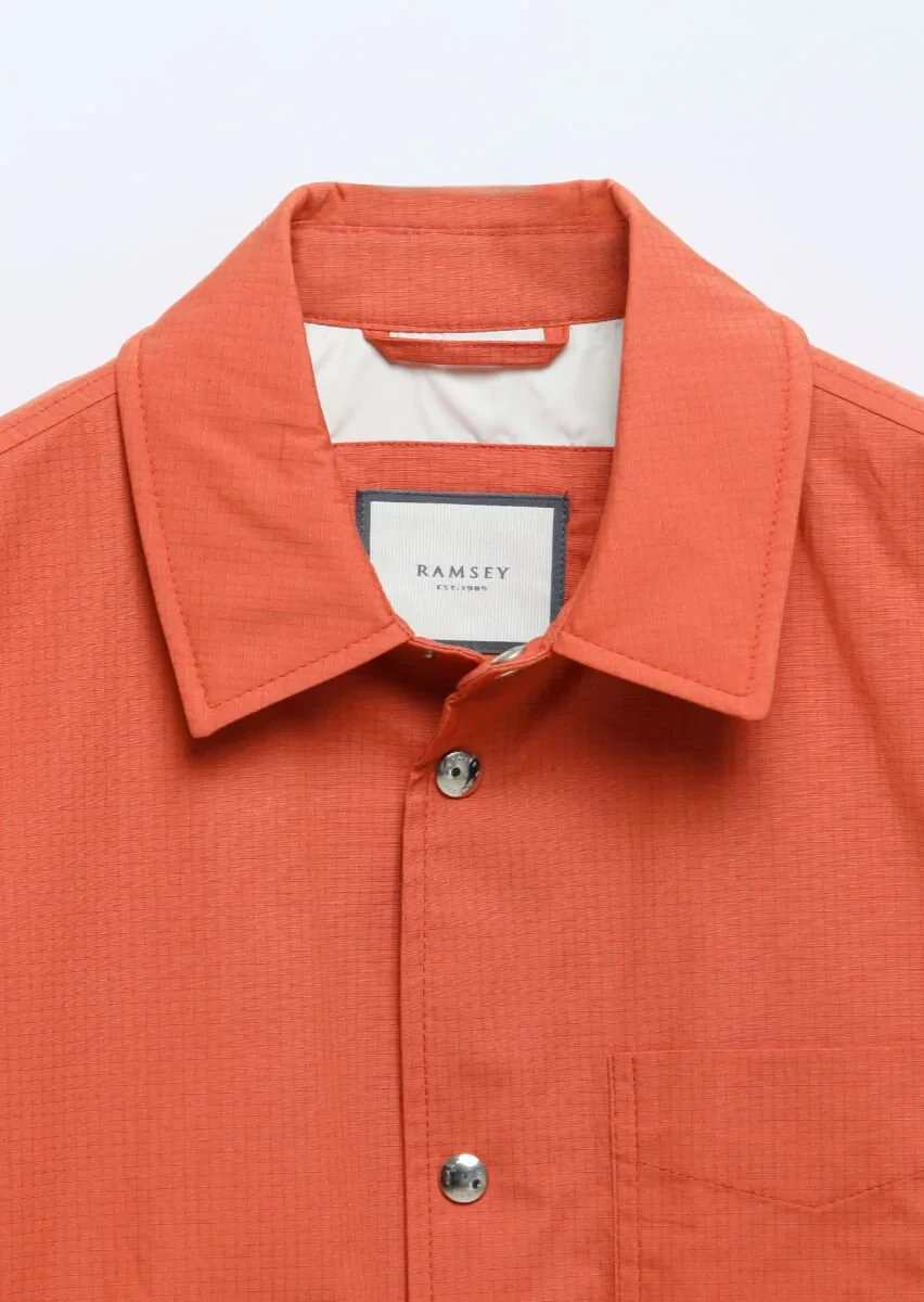 Turuncu Regular Fit Gömlek Yaka Casual Dokuma Mont - 8