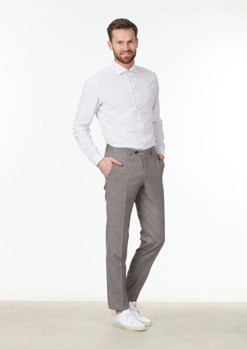 Vizon Baskılı Regular Fit Dokuma Casual %100 Pamuk Gömlek 