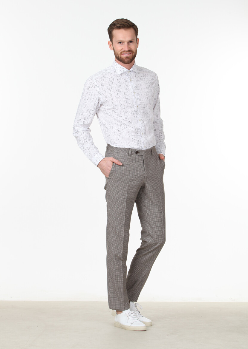 Vizon Baskılı Regular Fit Uzun Dokuma Casual %100 Pamuk Gömlek - 2