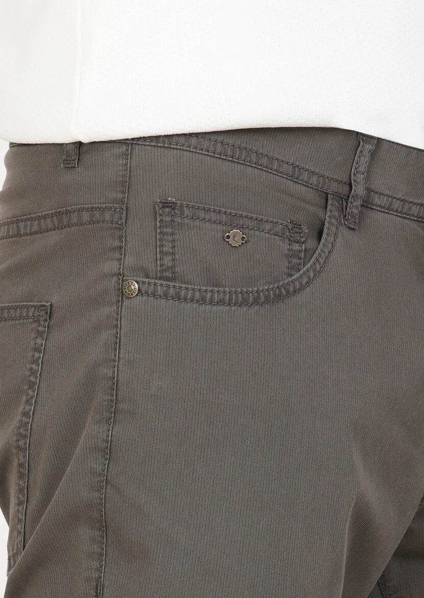 Vizon Çizgili Dokuma Slim Fit Casual Pantolon - 3