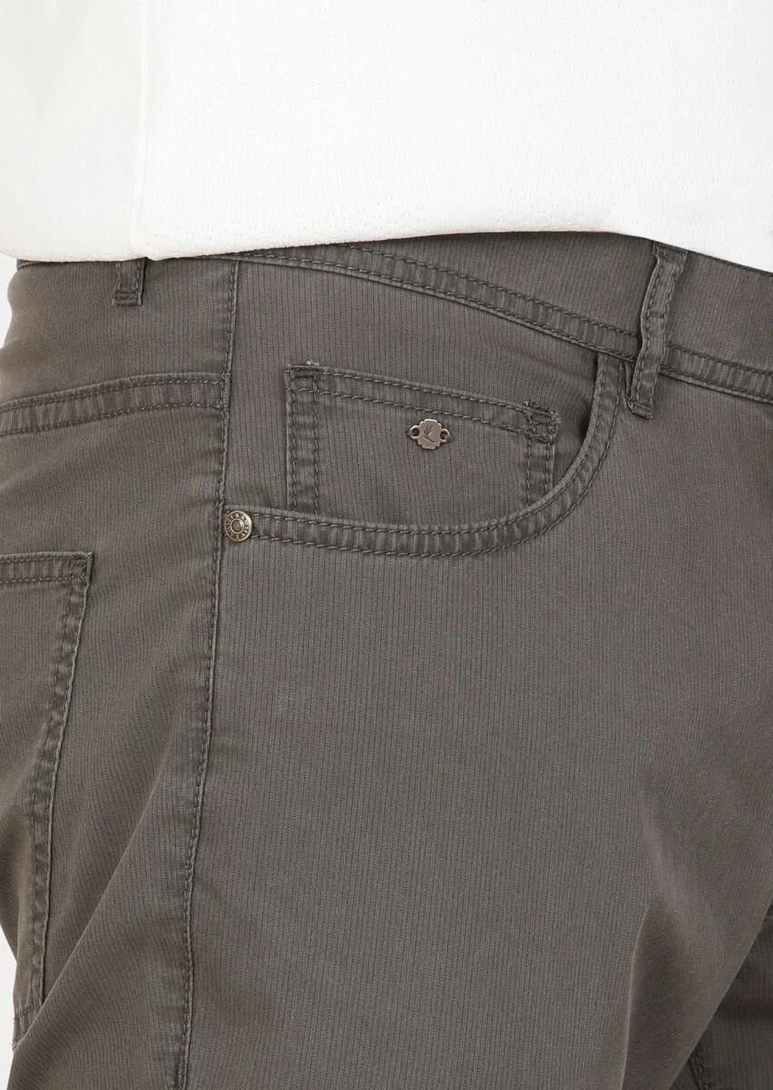Vizon Çizgili Dokuma Slim Fit Casual Pantolon - 3
