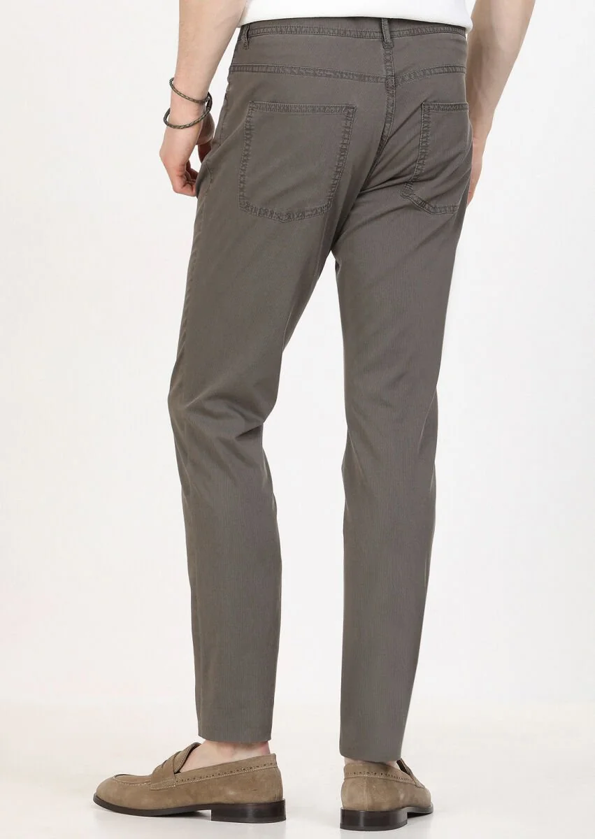 Vizon Çizgili Dokuma Slim Fit Casual Pantolon - 4