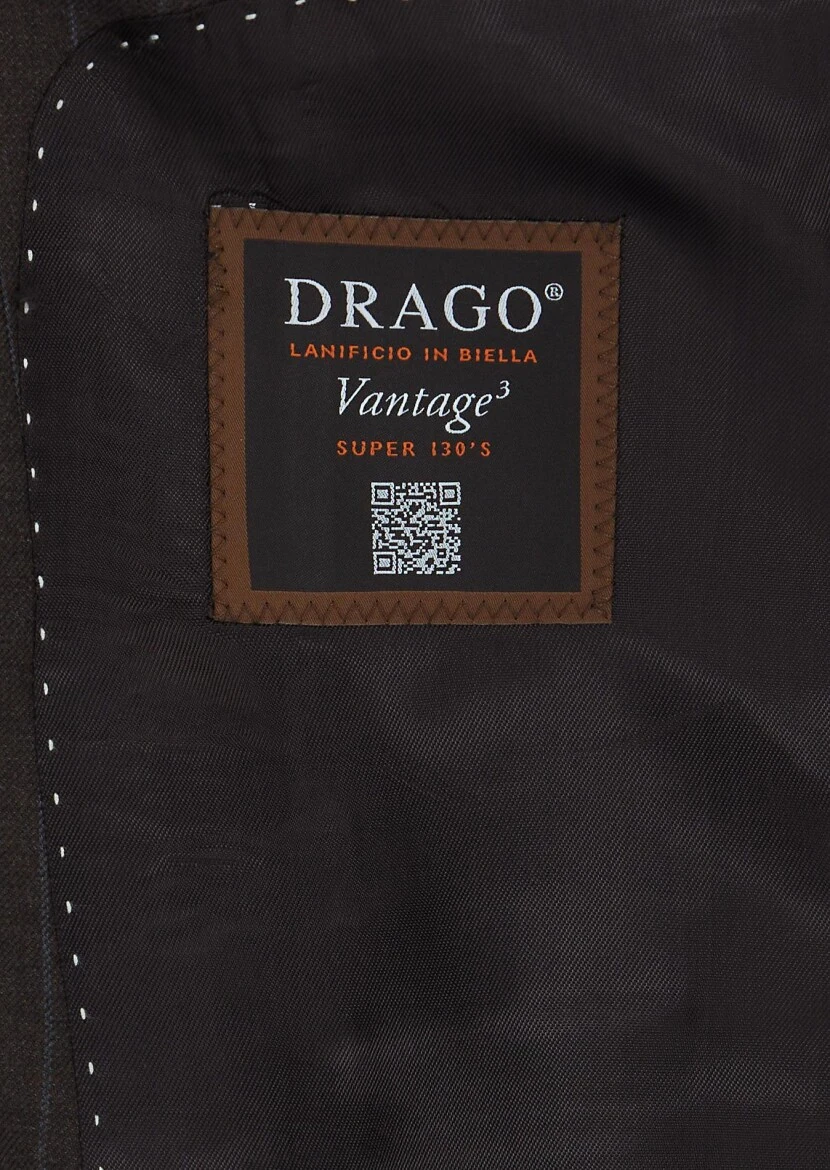 Vizon Çizgili Zeroweight Slim Fit %100 Yün Takım Elbise - 5